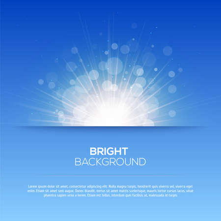 Shiny sun vector, sunbeams, sunrays, bokeh and space for your textのイラスト素材
