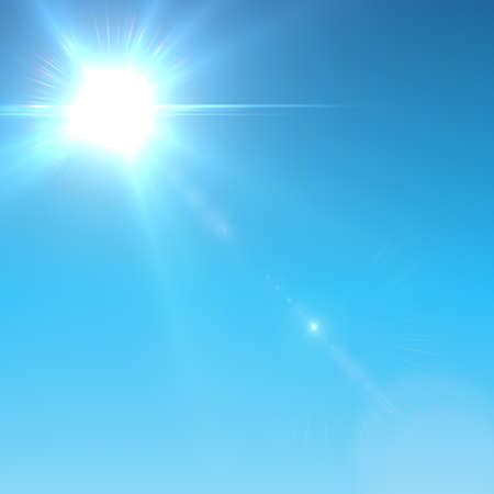 Sun with lens flare. With a magnificent sun burst.の写真素材