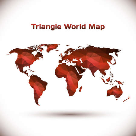 Triangle World Map Illustration in red. Vector illustration for your design.のイラスト素材