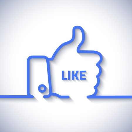 Thumb up vector icon with long cool shadowのイラスト素材