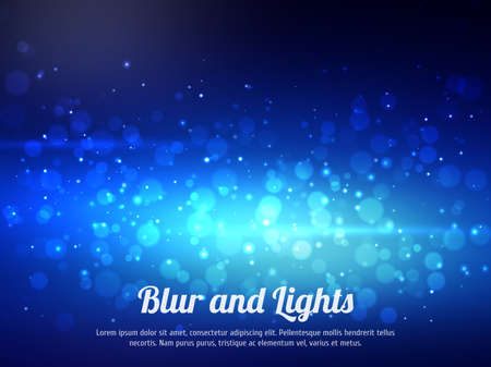 Abstract blue colorful bokeh background. Festive background with defocused lights. Magical background with bokeh.のイラスト素材