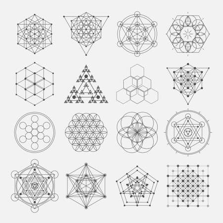 Sacred geometry vector design elements. Alchemy religion philosophy, spirituality, hipster symbolsのイラスト素材