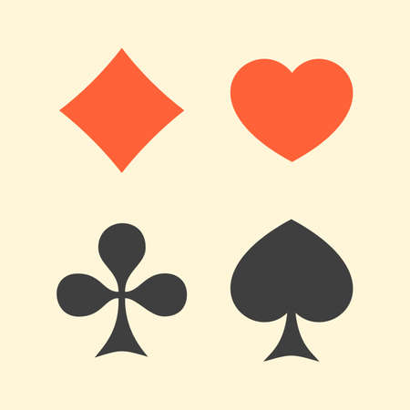 Set of playing card suits flat iconのイラスト素材