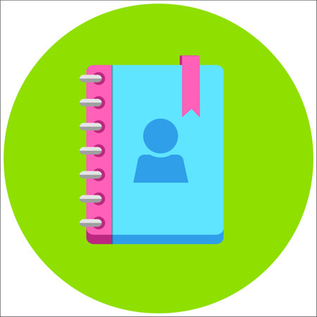 Address phone book, notebook icon. Flat style design.
