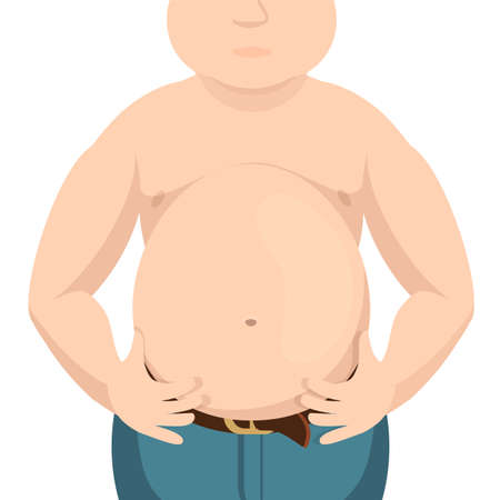 Abdomen fat, overweight man with a big belly.のイラスト素材