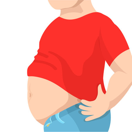 Abdomen fat, overweight man with a big belly.のイラスト素材