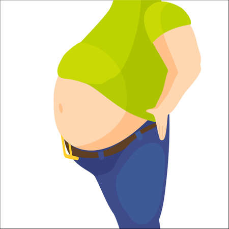 Abdomen fat, overweight man with a big belly.のイラスト素材