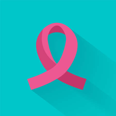 Pink ribbon against cancer, colorful vector flat illustrationのイラスト素材