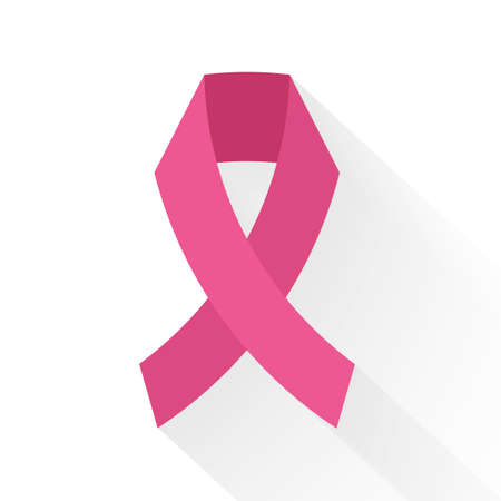 Pink ribbon against cancer, colorful vector flat illustrationのイラスト素材