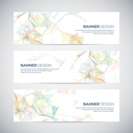 Banners with abstract colorful triangulated geometric background, vector illustrationのイラスト素材