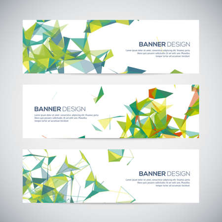 Banners with abstract colorful triangulated geometric background, vector illustrationのイラスト素材