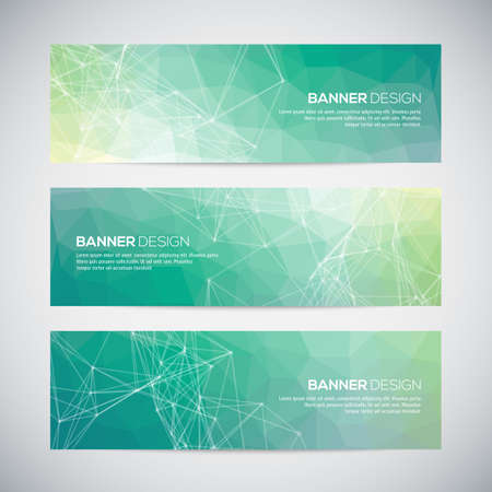 Banners with abstract colorful triangulated geometric background, vector illustrationのイラスト素材