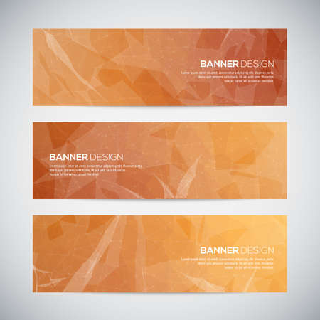 Banners with abstract colorful triangulated geometric background, vector illustrationのイラスト素材