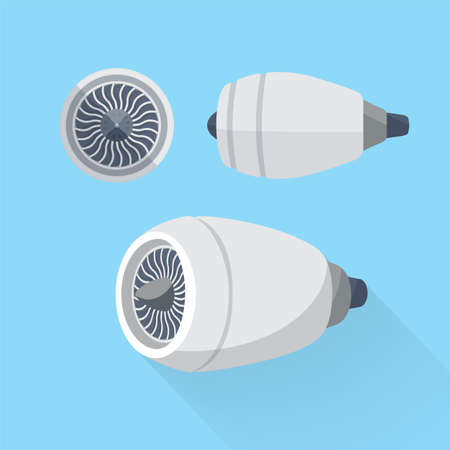 Aircraft engine unit turbine set. Colorful flat vector illustration.のイラスト素材