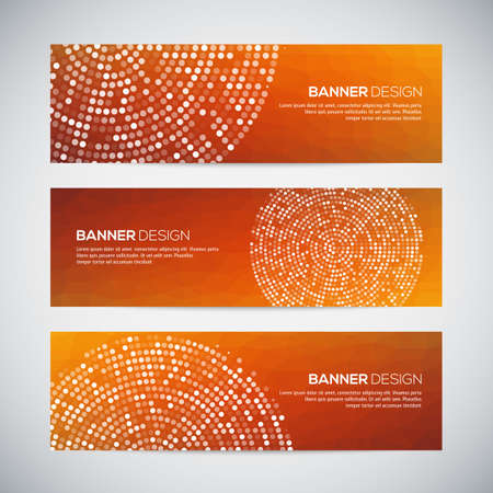 Banners with abstract colorful geometric dotted pattern and background. Vector illustration.のイラスト素材