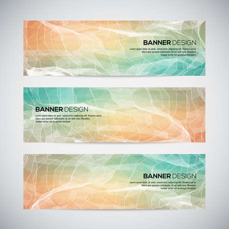 Banners with abstract colorful geometric lined pattern and background. Vector illustration.のイラスト素材