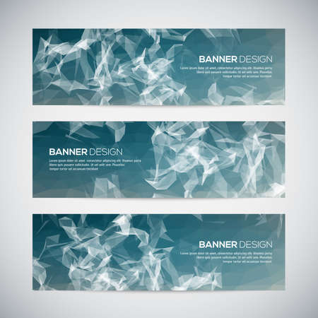 Banners with abstract colorful geometric triangulated pattern and background. Vector illustration.のイラスト素材