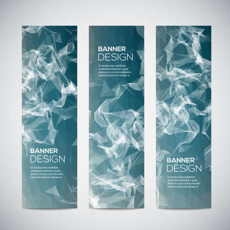 Banners with abstract colorful geometric triangulated pattern and background. Vector illustration.のイラスト素材