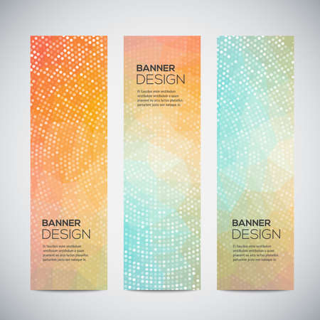 Banners with abstract colorful geometric dotted pattern and background. Vector illustration.のイラスト素材