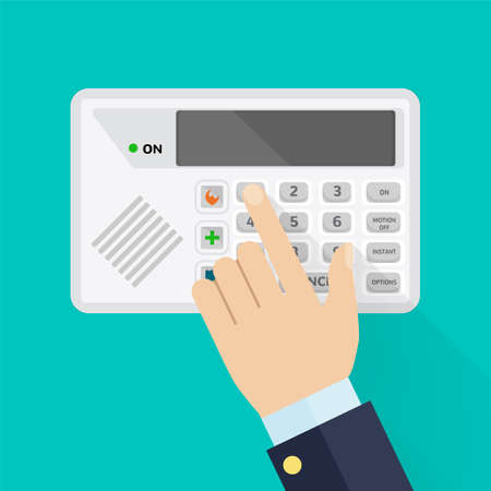 Keypad of security system for entering inside, colorful vector flat illustrationのイラスト素材