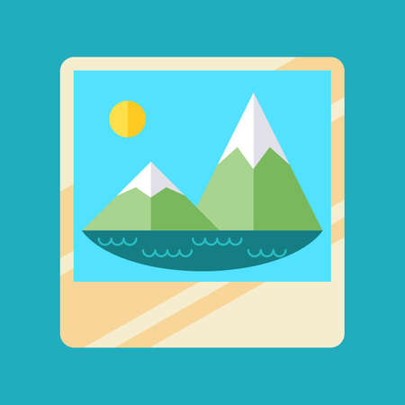 Trandy album icon with embedded picture inside, colorful vector flat illustrationのイラスト素材