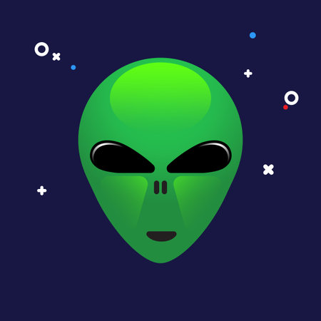 Green cartoon aliens head isolated. Colorful vector flat illustration.