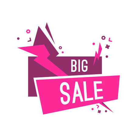 Colorful advertising flashed big sale banner, vector flat illustrationのイラスト素材