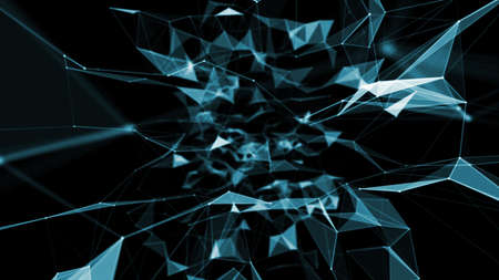 Geometric Abstract mesh background with circles and lines. 3D rendering illustration.の写真素材
