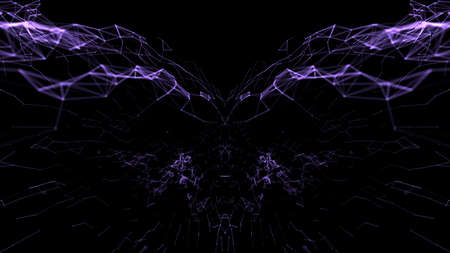 Geometric Abstract mesh background with circles and lines. 3D rendering illustration.の写真素材