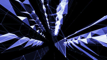 Geometric Abstract mesh background with circles and lines. 3D rendering illustration.の写真素材
