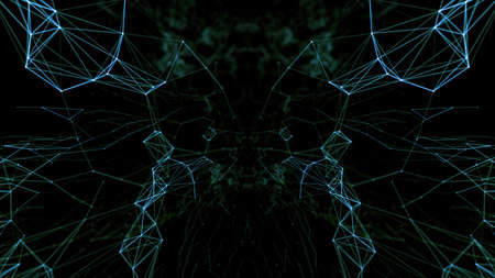 Geometric Abstract mesh background with circles and lines. 3D rendering illustration.の写真素材