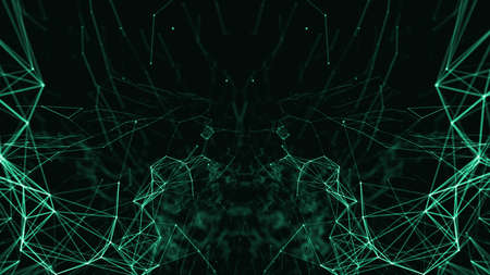 Geometric Abstract mesh background with circles and lines. 3D rendering illustration.の写真素材