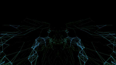 Geometric Abstract mesh background with circles and lines. 3D rendering illustration.の写真素材