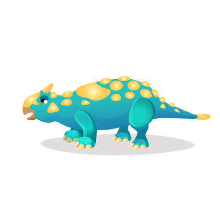 Thrinaxodon isoated on white. Extinct genus of cynodont. Dinosaurs character monster, prehistoric animal. Sticker for children. Funny cartoon creature. Small type of dinosaur. Vector illustrationのイラスト素材