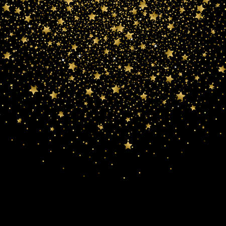 Gold confetti glitter on black backgroundのイラスト素材