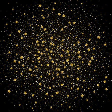 Gold confetti glitter on black backgroundのイラスト素材