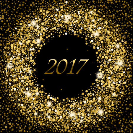 Splash of gold glittering spangled banner. New Year concept 2017のイラスト素材