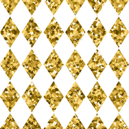 Seamless pattern golden diamonds isolated on white. Gold sparkling rhombusのイラスト素材