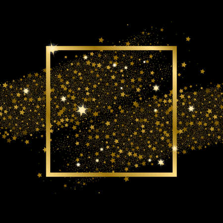 Gold confetti glitter on black backgroundのイラスト素材