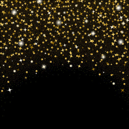 Gold confetti glitter on black backgroundのイラスト素材