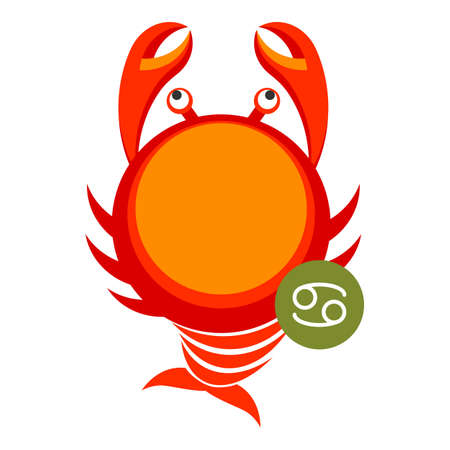 Cancer astrology sign isolated on white. Horoscope modern symbol for Cancer represents pincers of crab. Zodiac constellations astrological mythology icon vector design illustration in cartoon styleの写真素材