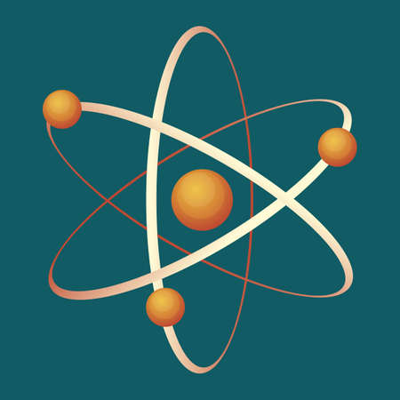 Atom visual structure grey icon with circles isolated on whiteのイラスト素材