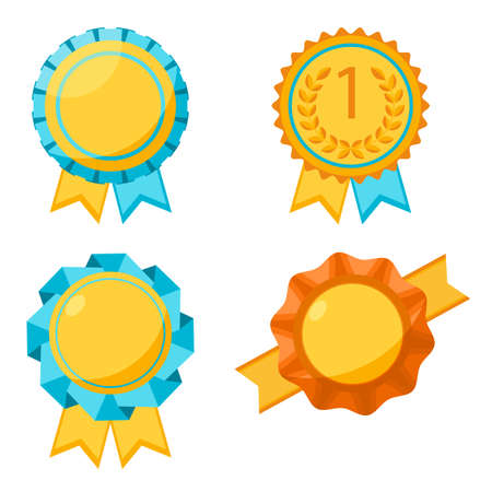 Award golden round signs collection. Elements for awarding winnersのイラスト素材
