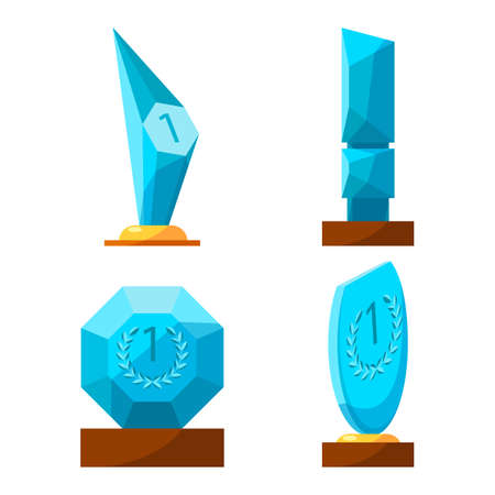 Trophy glass awards collection rewards of different shape isolated.のイラスト素材