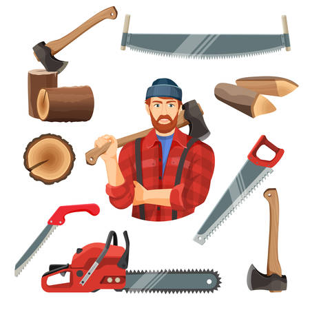Realistic vector illustration of carpentry items for sawing woodのイラスト素材