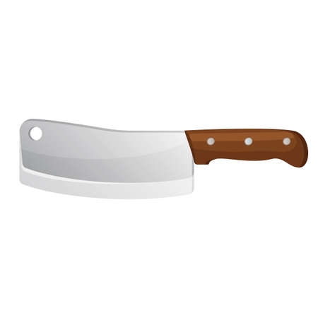 Meat knife isolated on white. Cleaver steel axe side viewのイラスト素材