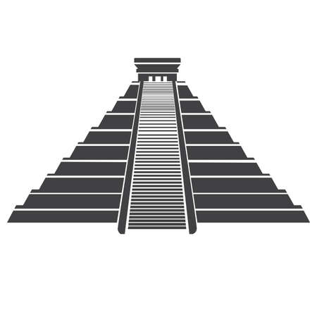 Aztec pyramid icon isolated on whit. Mayan landmark in Mexicoのイラスト素材