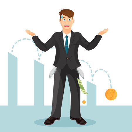 Devastated businessman makes helpless gesture. Man in business suitのイラスト素材