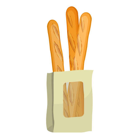 Baguettes in paper package isolated on white background.のイラスト素材