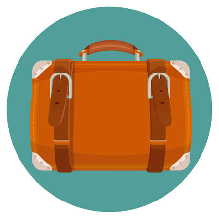 Leather luggage case in round blue button isolated on blueのイラスト素材